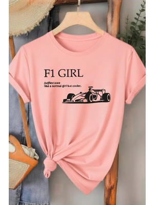 L'eivor F1 Girls Baskılı Kadın Pamuk Beyaz T-Shirt