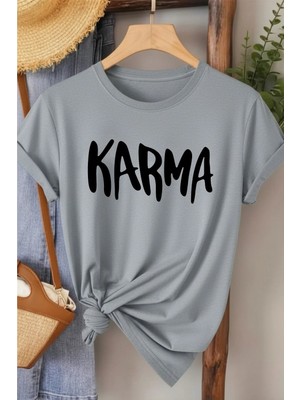 L'eivor Karma Baskılı Kadın Pamuk T-Shirt