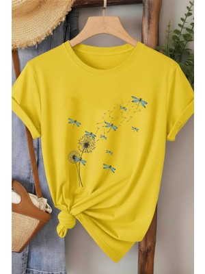 L'eivor Yusufçuk Baskılı Beyaz Kadın Pamuk T-Shirt