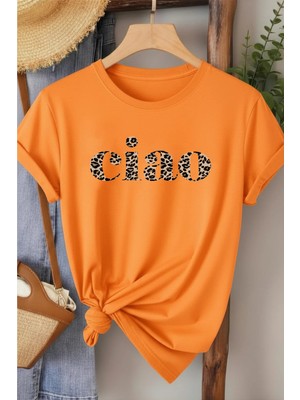 L'eivor Ciao Leopar Desen Baskılı Kadın T-Shirt