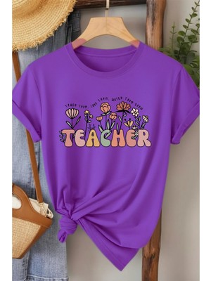 L'eivor Öğretmen Baskılı Beyaz Kadın Pamuk T-Shirt