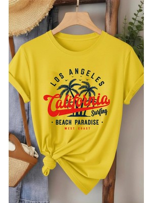 L'eivor California Beach Paradise Baskılı Kadın T-Shirt