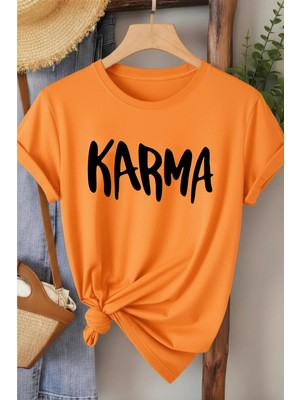 L'eivor Karma Baskılı Kadın Pamuk T-Shirt