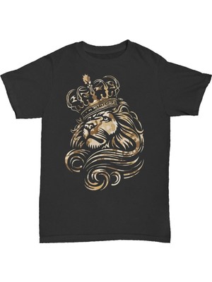 L'eivor Aslan & Taç Özel Kamufle Desen Tasarım Baskılı Pamuk T-Shirt