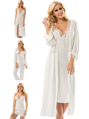 Aesco Ekru Penye Çeyizlik 6' Lı Set - 1510