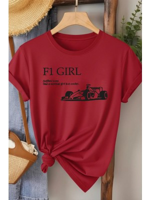L'eivor F1 Girls Baskılı Kadın Pamuk Beyaz T-Shirt