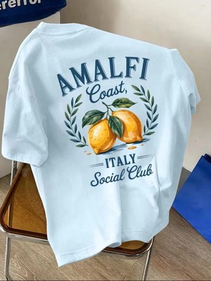L'eivor Amalfi Coast Italy Baskılı Pamuk Erkek Tişört