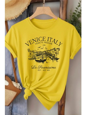 L'eivor Venice Italy Baskılı Kadın T-Shirt