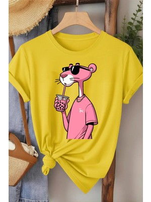 L'eivor Pembe Panter Baskılı Kadın T-Shirt