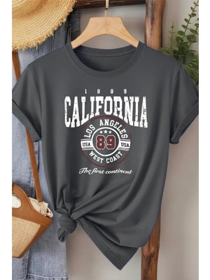 L'eivor California Baskılı Kadın Haki T-Shirt