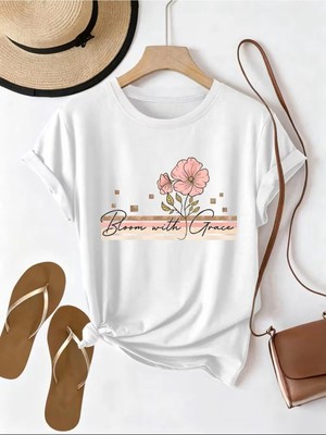 L'eivor Bloom With Grace Çiçek Baskılı Pamuk Kadın Tişört