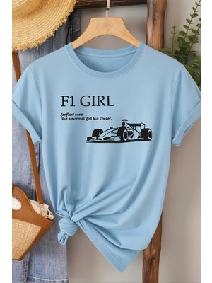 L'eivor F1 Girls Baskılı Kadın Pamuk Beyaz T-Shirt