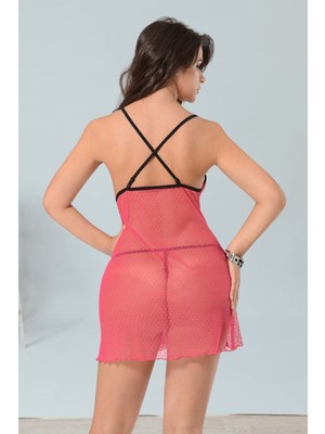 Aesco Pembe Tül Gecelik - 654