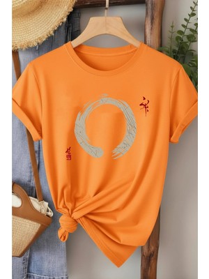 L'eivor Karma Sembol Baskılı Kadın Pamuk T-Shirt