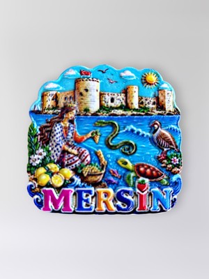 Mundy Mersin Polyester Kabartmalı Magnet 7 x 6,5 cm Dekoratif Hediyelik Buzdolabı Süsü (KOD:1374)