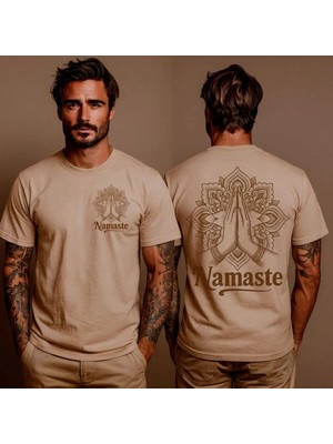 L'eivor Nameste Baskılı Erkek Bej Pamuk T-Shirt
