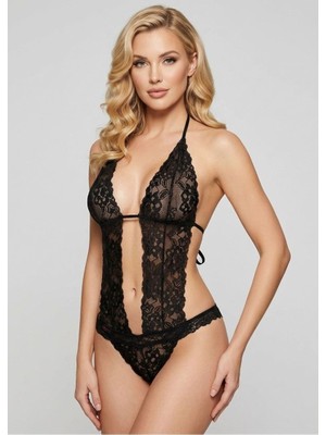 Aesco Siyah Dantelli Bodysuit - 939
