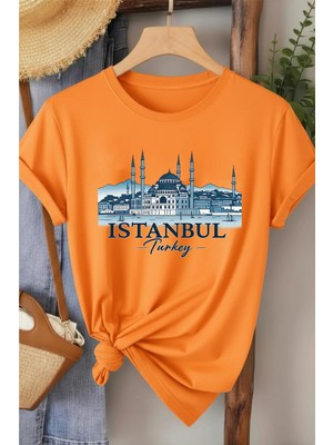 L'eivor Filtresiz Istanbul Baskılı Kadın Pamuk T-Shirt