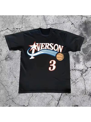 L'eivor Iverson 3 Baskılı Erkek Siyah Pamuk T-Shirt