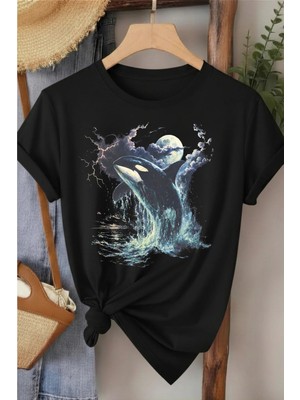 L'eivor Orka & Dolunay Baskılı Kadın Pamuk T-Shirt