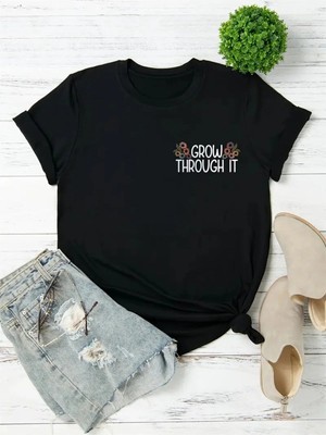 L'eivor Grow Through It Baskılı Kadın Pamuk T-Shirt