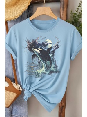 L'eivor Orka & Dolunay Baskılı Kadın Pamuk T-Shirt