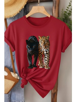 L'eivor Leopar Baskılı Pamuk T-Shirt
