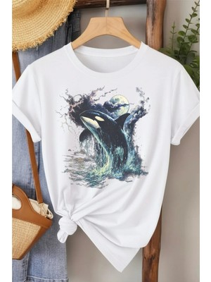 L'eivor Orka & Dolunay Baskılı Kadın Pamuk T-Shirt