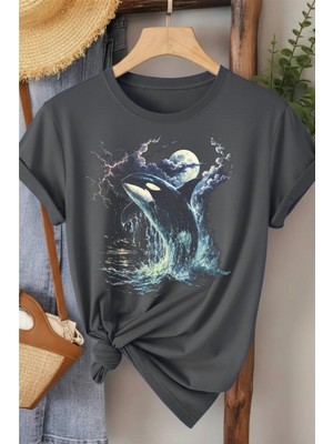 L'eivor Orka & Dolunay Baskılı Kadın Pamuk T-Shirt