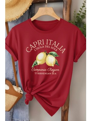 L'eivor Capri Italia Baskılı Kadın T-Shirt