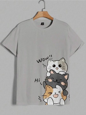 L'eivor Anime Kedi Baskılı Kadın T-Shirt