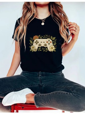 L'eivor Gamer Girl Özel Tasarım Baskılı Kadın Pamuk T-Shirt