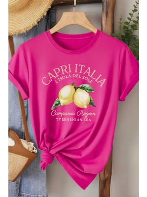 L'eivor Capri Italia Baskılı Kadın T-Shirt