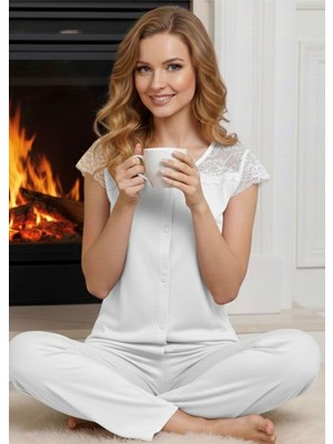 Aesco Ekru Penye Pijama Takımı - 1561