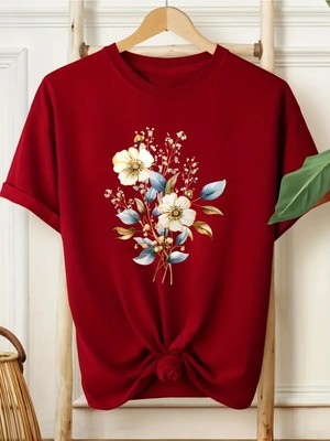 L'eivor Çiçek & Tomurcuk Baskılı Kadın Pamuk T-Shirt