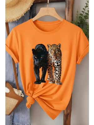 L'eivor Leopar Baskılı Pamuk T-Shirt