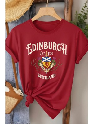 L'eivor Edinburgh Scotland Baskılı Kadın T-Shirt