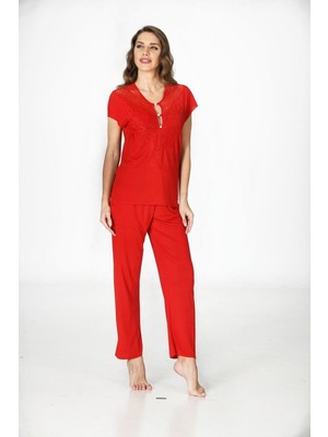 Aesco Kırmızı Penye Pijama Takımı - 1551