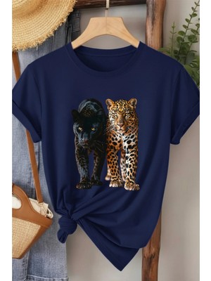L'eivor Leopar Baskılı Pamuk T-Shirt