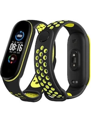 Durukar®   Mi Band 4 Spor Delikli Kordon - Siyah-Yeşil