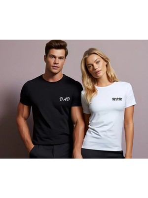 L'eivor Mom & Dad Tasarım Anne & Baba Çift Kombini Tshirt 2'li Takım