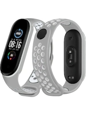 Durukar®   Mi Band 4 Spor Delikli Kordon - Gri-Beyaz