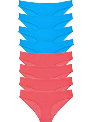 Aesco 8 Adet Süper Eko Set Likralı Kadın Slip Külot Fuşya ve Mavi