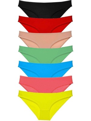 Aesco 7 Adet Süper Eko Set Likralı Kadın Slip Külot Çok Renkli