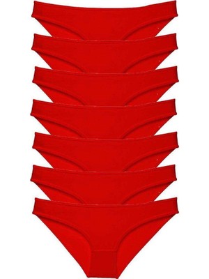 Aesco 7 Adet Süper Eko Set Likralı Kadın Slip Külot Kırmızı
