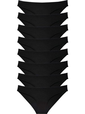 Aesco 8 Adet Süper Eko Set Likralı Kadın Slip Külot Siyah