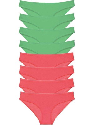 Aesco 8 Adet Eko Set Likralı Kadın Slip Külot Yeşil Fuşya
