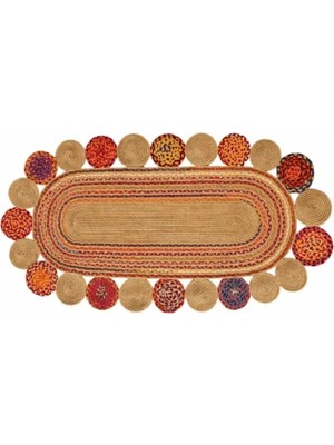 Vivense Milda Jüt Hasır Örgü Bohem Çift Taraflı Hav Vermez Kilim, 55, 100X300