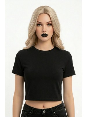 Aesco Crop Kısakollu Body Siyah Renk