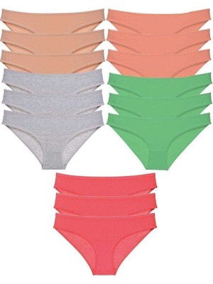 Aesco 15 Adet Süper Eko Set Likralı Kadın Slip Külot Soft Renkler